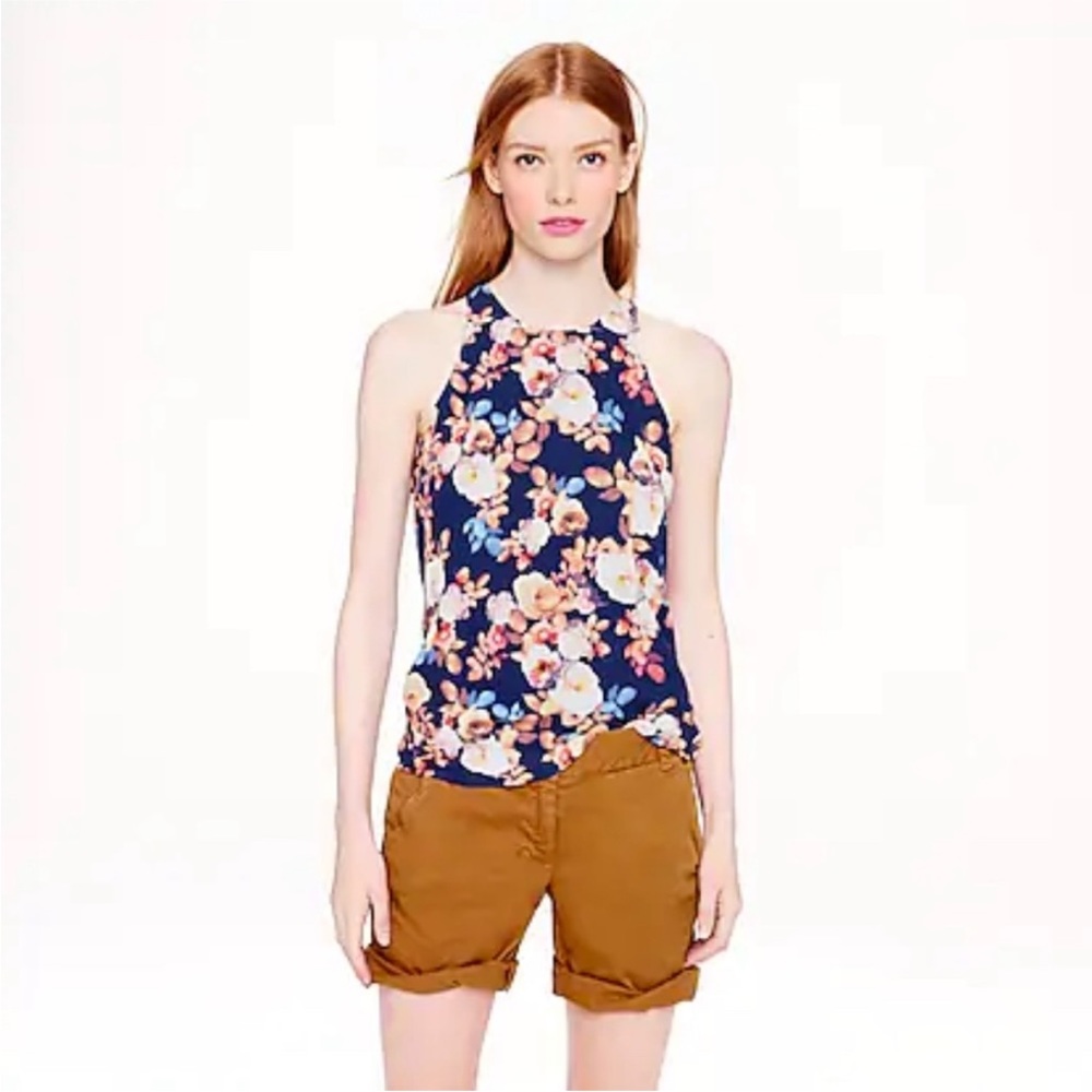 J.Crew Silk Antique Floral Racerback Tank Blouse